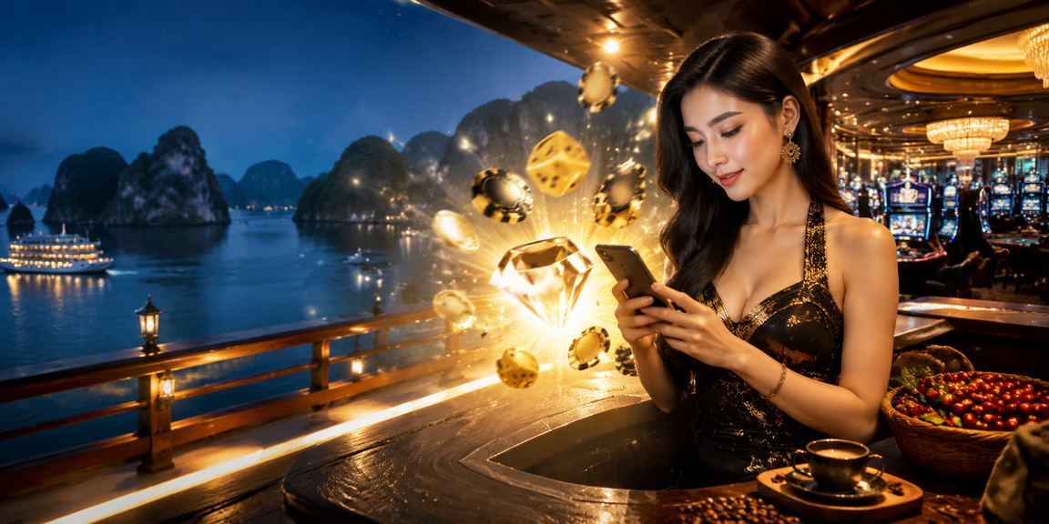 Khung cảnh trải nghiệm casino di động tại Vịnh Hạ Long của người chơi Việt Nam